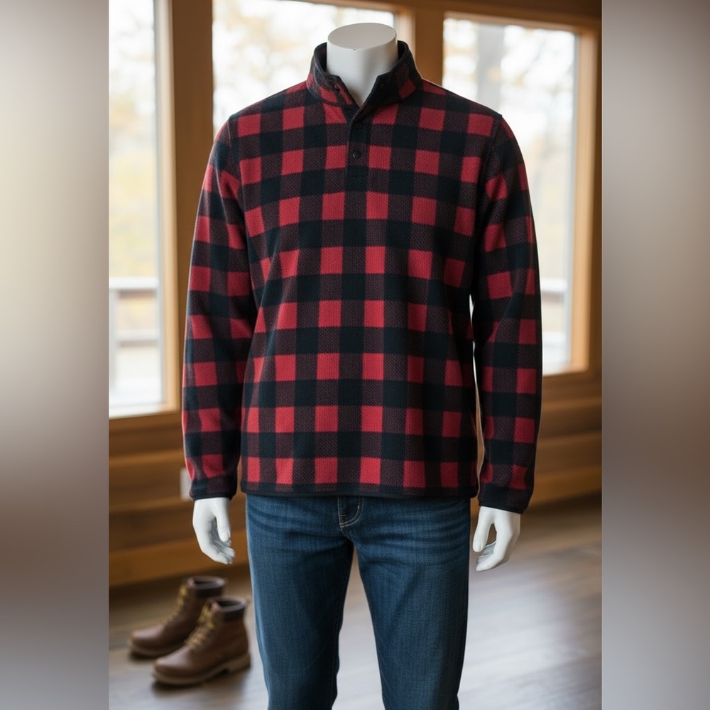 Duluth Trading Co Plaid Fleece Pullover